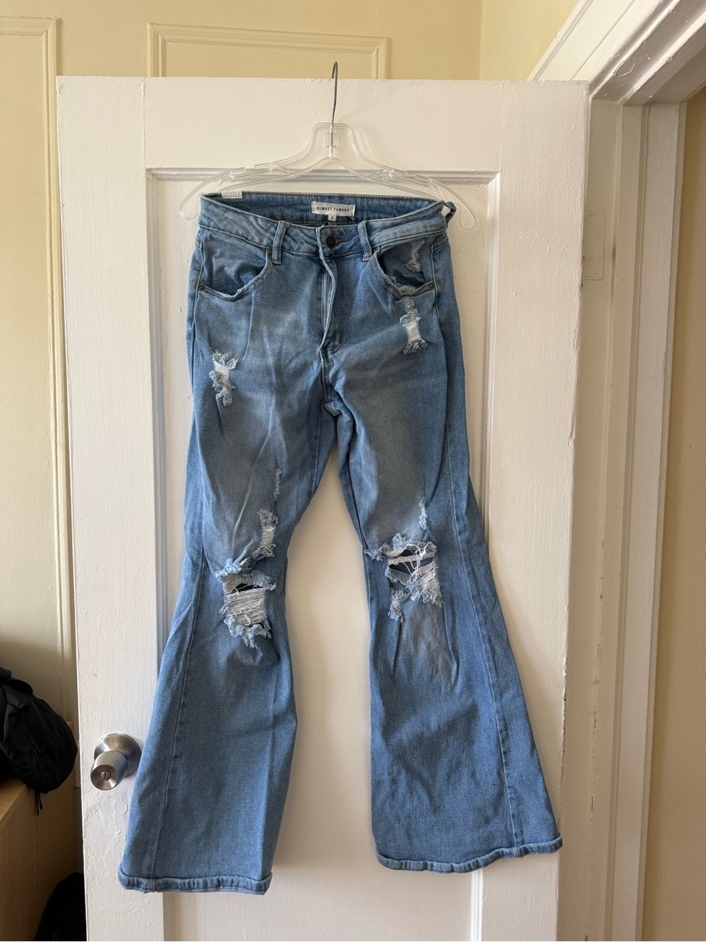 Almost Famous Light Blue Distressed Flare Jeans